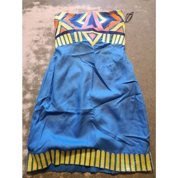 NWT MARA HOFFMAN Blue Neon Strapless Mini Dress Sz 0 - Picture 2 of 5